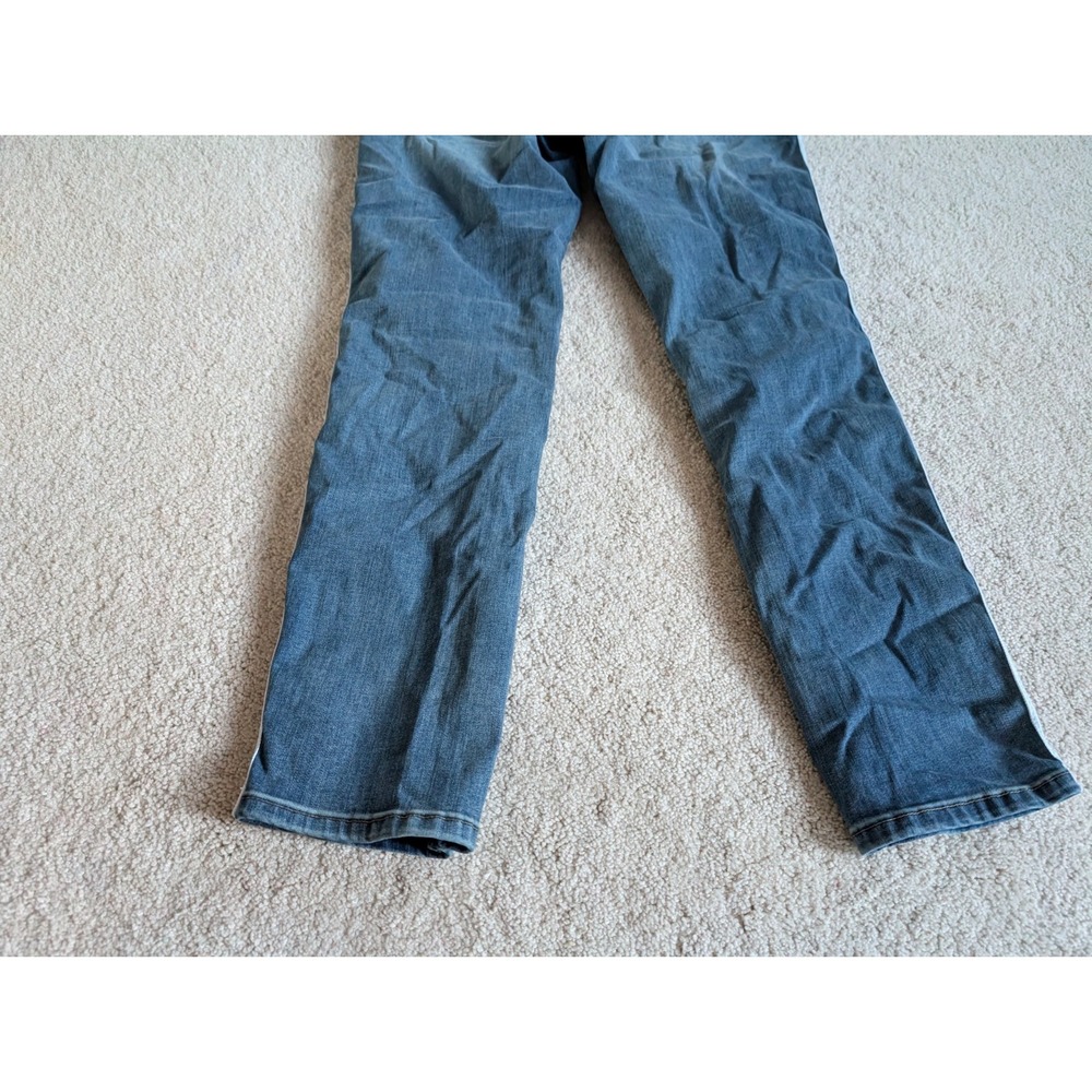 Karl Lagerfeld Blue Denim Side Stripe Straight Leg Pants Womens 12 Logo Tape - Picture 11 of 15